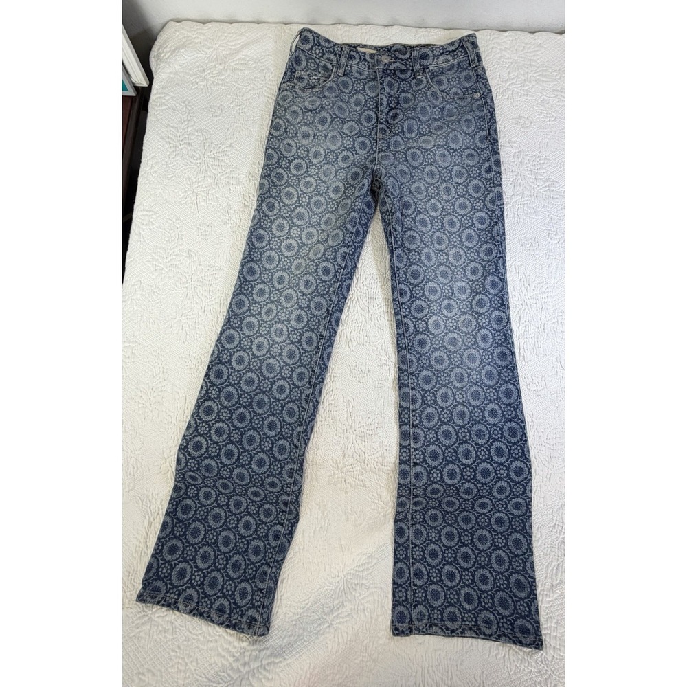 Anthropologie Pilcro The Icon Flare Pants Women's 26 Medallion Floral Print Boho